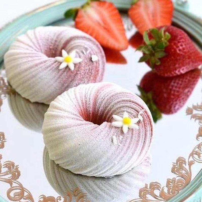 Spiral Donut Dessert Silicone Cake Mold Homemade Party Chocolate Pastry Mould Decorating Tray Baking Tools Round Swirl Cake Mold For Baking Amazing Dessert Art Silicone 3D Mould Stevvex