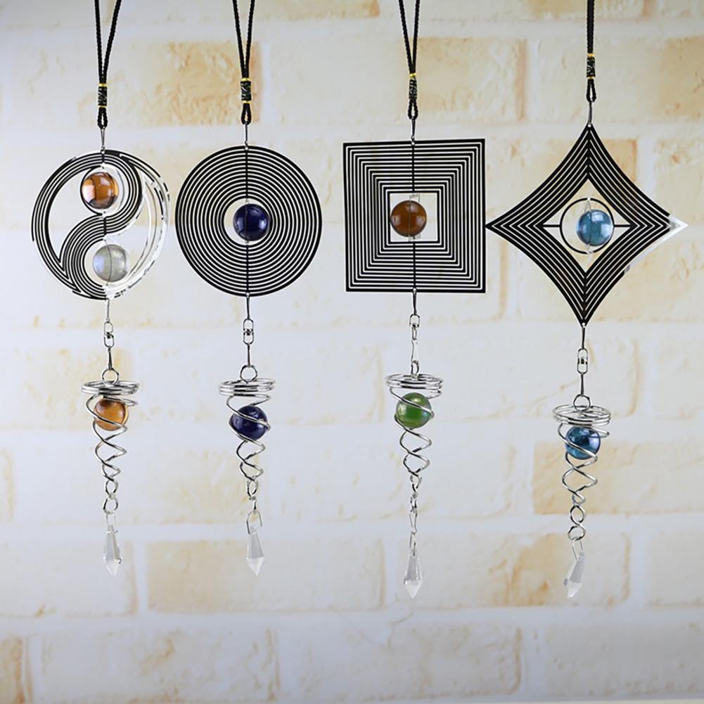 Spiral Rotating Wind Chimes Windows Metal Spiral Tail Stainless Steel Spin Decor For Indoor Outdoor Spinner Wind Chime Decoration Christmas Spinner Crystal Wind Chime Stevvex
