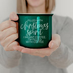 Christmas Coffee Mug 14.5oz Ceramic Campfire Style Red Or Green Double-Sided BandsCo Straps