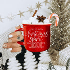 Christmas Coffee Mug 14.5oz Ceramic Campfire Style Red Or Green Double-Sided BandsCo Straps
