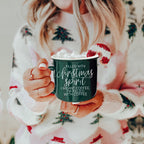 Christmas Coffee Mug 14.5oz Ceramic Campfire Style Red Or Green Double-Sided BandsCo Straps