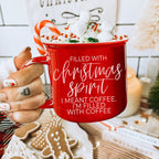 Christmas Coffee Mug 14.5oz Ceramic Campfire Style Red Or Green Double-Sided BandsCo Straps