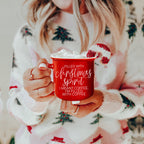 Christmas Coffee Mug 14.5oz Ceramic Campfire Style Red Or Green Double-Sided BandsCo Straps