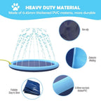 Splash Sprinkler Pad for Dogs Kids Non-Slip Thicken Dog Pool with Sprinkler Pet Summer Outdoor Play Water Mat Toys for Pet Dogs Splash Sprinkler Pad for Dogs Non-Slip Thicken Sprinkler Pool for Summer Outdoor Stevvex