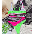 Splicing Bikini Female Swimsuit Two Piece Bikini Swimsuit for Women High Waist Crisscross Halter Wrap Bathing Suits with Bikini Bottom Women Swimwear Two-piece Bikini set Asymmetric Mid Waist Bather Bathing Suit Swim Stevvex