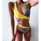 Splicing Bikini Female Swimsuit Two Piece Bikini Swimsuit for Women High Waist Crisscross Halter Wrap Bathing Suits with Bikini Bottom Women Swimwear Two-piece Bikini set Asymmetric Mid Waist Bather Bathing Suit Swim Stevvex