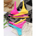 Splicing Bikini Female Swimsuit Two Piece Bikini Swimsuit for Women High Waist Crisscross Halter Wrap Bathing Suits with Bikini Bottom Women Swimwear Two-piece Bikini set Asymmetric Mid Waist Bather Bathing Suit Swim Stevvex