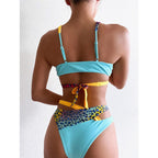 Splicing Bikini Female Swimsuit Two Piece Bikini Swimsuit for Women High Waist Crisscross Halter Wrap Bathing Suits with Bikini Bottom Women Swimwear Two-piece Bikini set Asymmetric Mid Waist Bather Bathing Suit Swim Stevvex