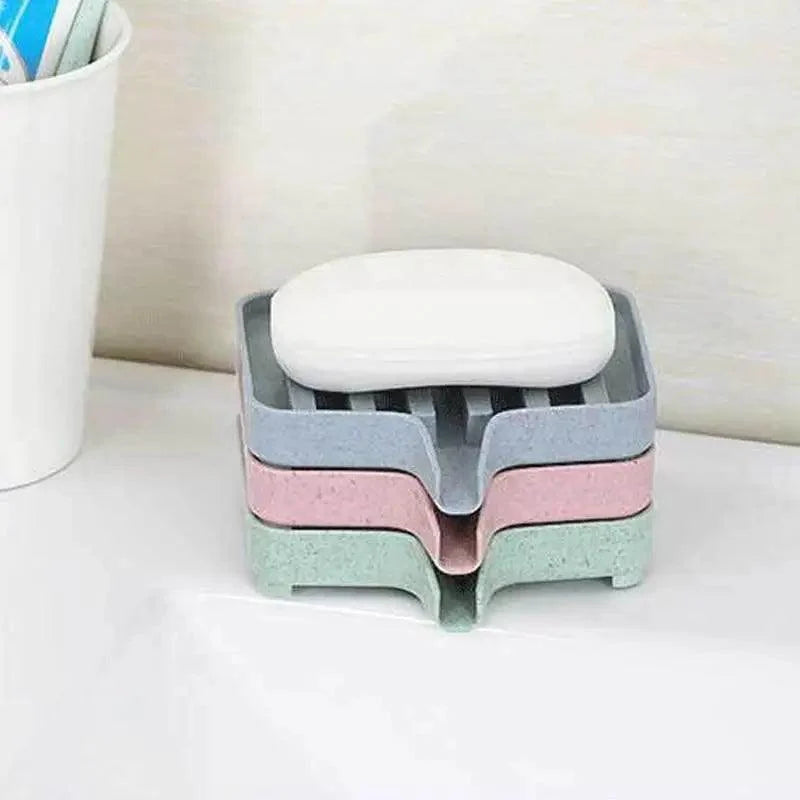 Sponge Holder PP Wheat Straw Storage Rack Drain Soap Box Tray Soapbox 1 Pcs Shower Soap Tray Tool Soap Dish Plate Holder Waterfall Draining Soap Sponge Holder for Shower Kitchen Sink Bathroom Laundry Countertop Face Body Bath Soap, Soap-Saving Dish Stevvex