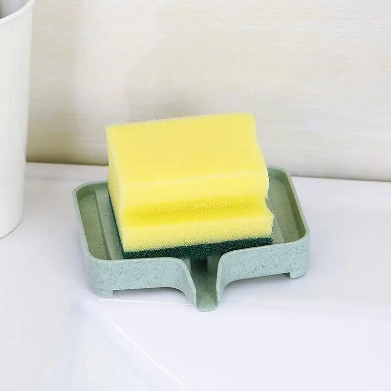Sponge Holder PP Wheat Straw Storage Rack Drain Soap Box Tray Soapbox 1 Pcs Shower Soap Tray Tool Soap Dish Plate Holder Waterfall Draining Soap Sponge Holder for Shower Kitchen Sink Bathroom Laundry Countertop Face Body Bath Soap, Soap-Saving Dish Stevvex
