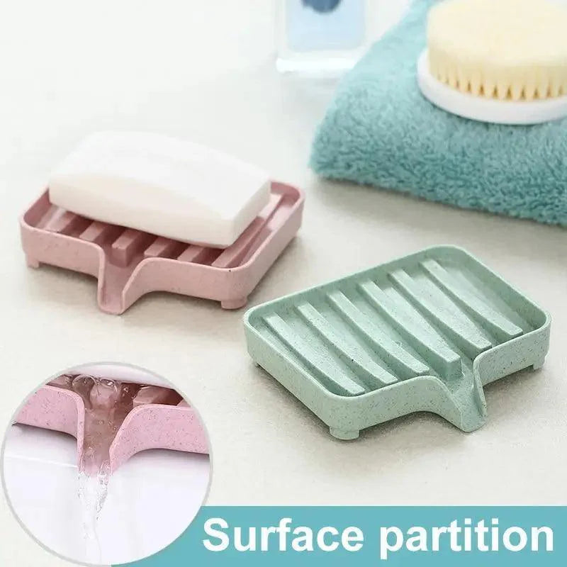 Sponge Holder PP Wheat Straw Storage Rack Drain Soap Box Tray Soapbox 1 Pcs Shower Soap Tray Tool Soap Dish Plate Holder Waterfall Draining Soap Sponge Holder for Shower Kitchen Sink Bathroom Laundry Countertop Face Body Bath Soap, Soap-Saving Dish Stevvex