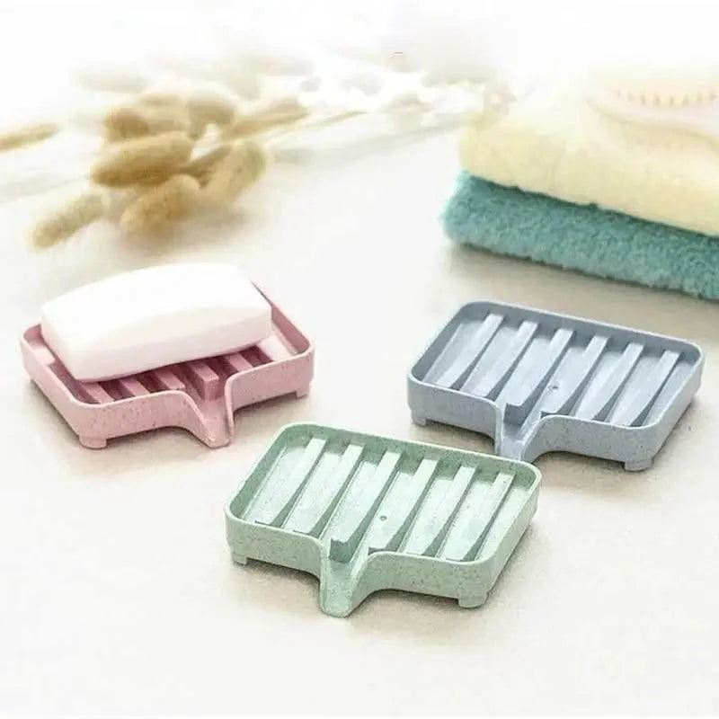 Sponge Holder PP Wheat Straw Storage Rack Drain Soap Box Tray Soapbox 1 Pcs Shower Soap Tray Tool Soap Dish Plate Holder Waterfall Draining Soap Sponge Holder for Shower Kitchen Sink Bathroom Laundry Countertop Face Body Bath Soap, Soap-Saving Dish Stevvex