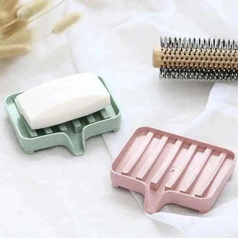 Sponge Holder PP Wheat Straw Storage Rack Drain Soap Box Tray Soapbox 1 Pcs Shower Soap Tray Tool Soap Dish Plate Holder Waterfall Draining Soap Sponge Holder for Shower Kitchen Sink Bathroom Laundry Countertop Face Body Bath Soap, Soap-Saving Dish Stevvex