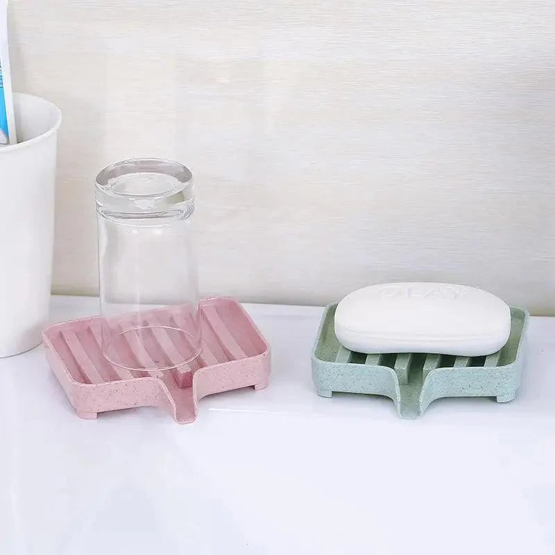 Sponge Holder PP Wheat Straw Storage Rack Drain Soap Box Tray Soapbox 1 Pcs Shower Soap Tray Tool Soap Dish Plate Holder Waterfall Draining Soap Sponge Holder for Shower Kitchen Sink Bathroom Laundry Countertop Face Body Bath Soap, Soap-Saving Dish Stevvex