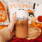 Hocus Pocus I Need Coffee 20oz Glass Tumbler Bamboo Lid 2 Stainless Straws BandsCo Straps