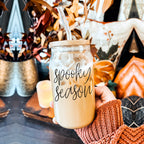 Hocus Pocus I Need Coffee 20oz Glass Tumbler Bamboo Lid 2 Stainless Straws BandsCo Straps