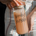 Hocus Pocus I Need Coffee 20oz Glass Tumbler Bamboo Lid 2 Stainless Straws BandsCo Straps