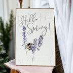 Hello Spring Wooden Block Sign Rustic Farmhouse Shelf Tabletop Decor BandsCo Straps