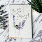 Hello Spring Wooden Block Sign Rustic Farmhouse Shelf Tabletop Decor BandsCo Straps