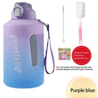 Sport 2l Water Bottle Reminder Plastic Straw Water Bottle Fitness Big Bottles 1500ML / 2300ML / 3800ML 2 liter  Sports Drinking Bottle Reusable Easy Clean Sealing Water Bottle with Lanyard for Hiking Stevvex