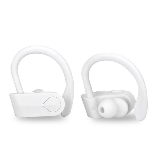 Sport Handsfree Black Wireless Earphone Bluetooth 5.0 Connection Ear Hook in Ear Earbuds Waterproof With Microphone Fast Volume Control Wireless Earbuds Outdoor Workout Over Ear Hooks Sweat Resistance Headphones Stevvex