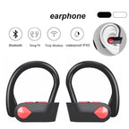 Sport Handsfree Black Wireless Earphone Bluetooth 5.0 Connection Ear Hook in Ear Earbuds Waterproof With Microphone Fast Volume Control Wireless Earbuds Outdoor Workout Over Ear Hooks Sweat Resistance Headphones Stevvex