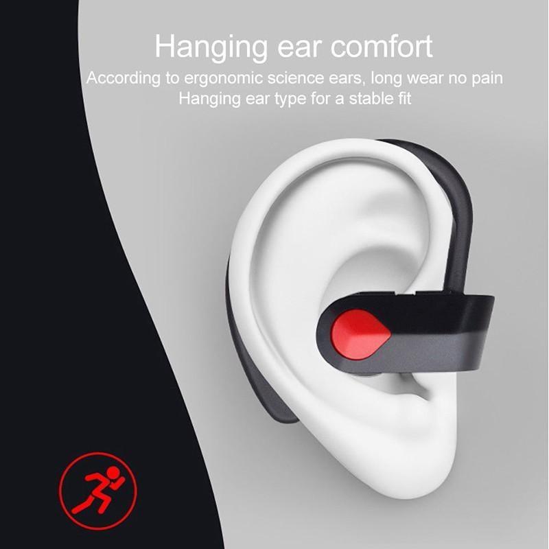 Sport Handsfree Black Wireless Earphone Bluetooth 5.0 Connection Ear Hook in Ear Earbuds Waterproof With Microphone Fast Volume Control Wireless Earbuds Outdoor Workout Over Ear Hooks Sweat Resistance Headphones Stevvex
