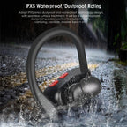 Sport Handsfree Black Wireless Earphone Bluetooth 5.0 Connection Ear Hook in Ear Earbuds Waterproof With Microphone Fast Volume Control Wireless Earbuds Outdoor Workout Over Ear Hooks Sweat Resistance Headphones Stevvex