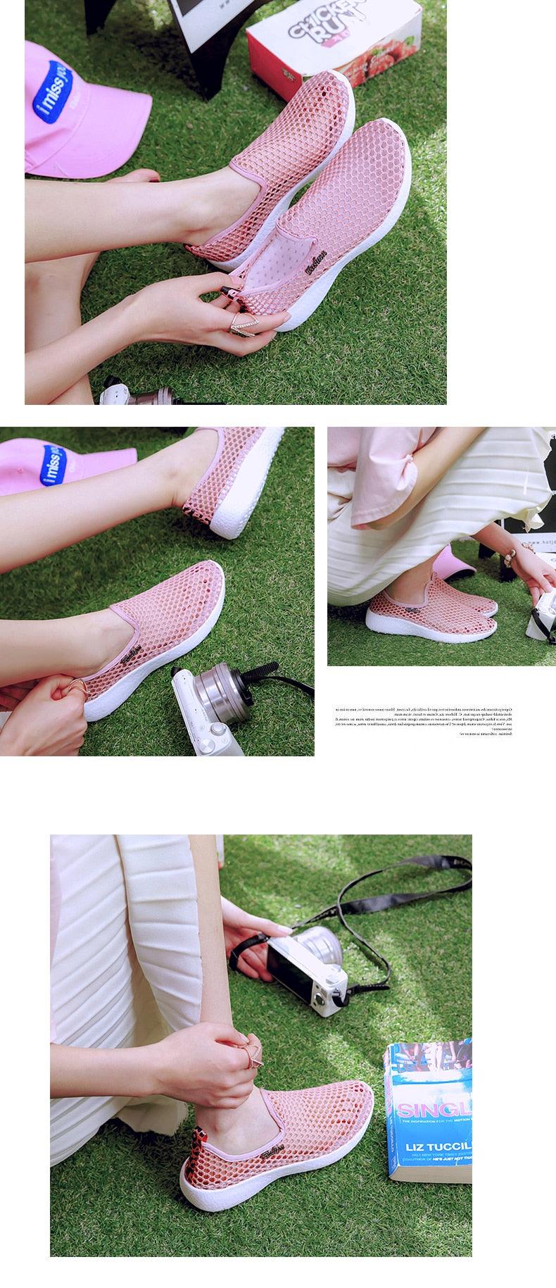 Sport Mesh Breathable Women Shoes Fashion Sports Soft Comfortable Women Shoes Fashion Slip-On Sports Shoes Soft Sole Breathable Comfortable Running Walking Shoes Stevvex