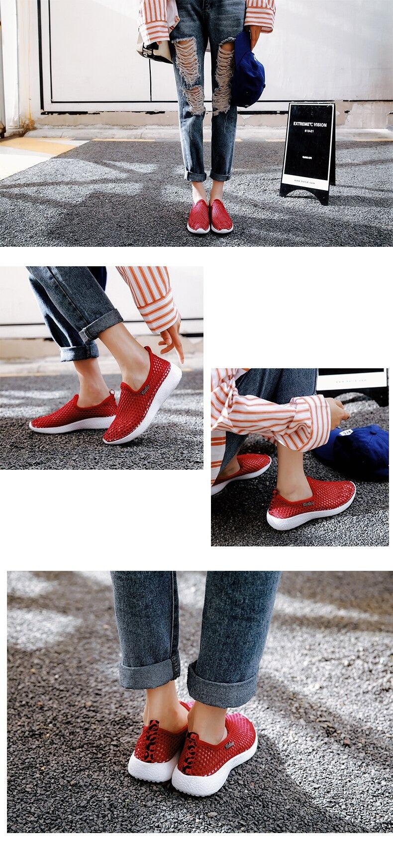 Sport Mesh Breathable Women Shoes Fashion Sports Soft Comfortable Women Shoes Fashion Slip-On Sports Shoes Soft Sole Breathable Comfortable Running Walking Shoes Stevvex