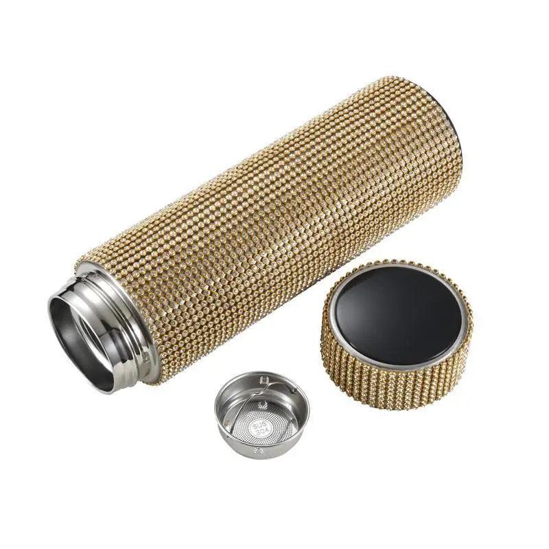 Sport Sterlling Creative Diamond Thermos Bottle Water Bottle Stainless Steel Smart Temperature Display Vacuum Flask Mug Gift for Men Women Stevvex