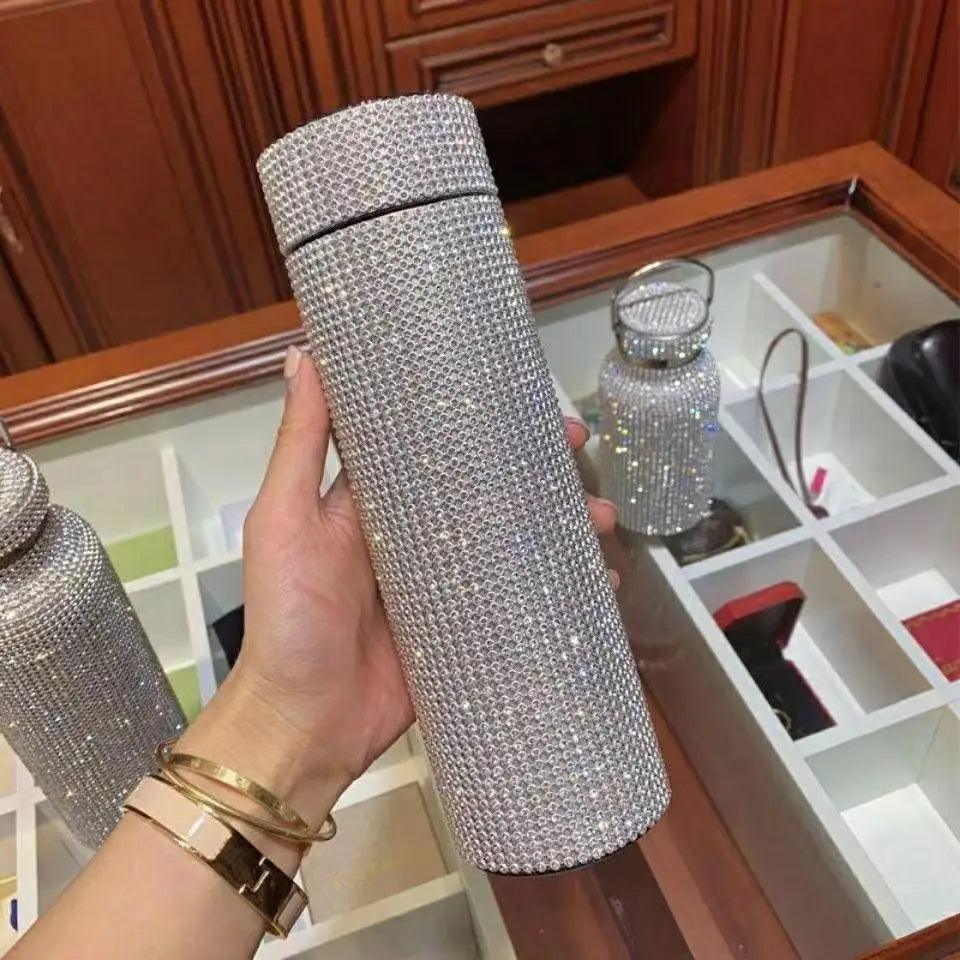 Sport Sterlling Creative Diamond Thermos Bottle Water Bottle Stainless Steel Smart Temperature Display Vacuum Flask Mug Gift for Men Women Stevvex