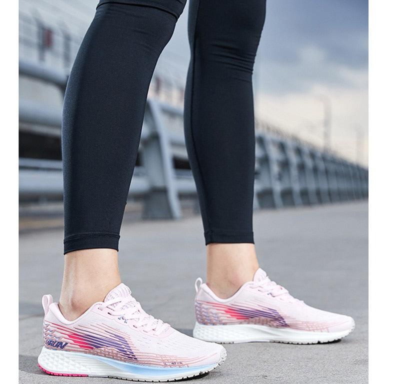 Sport Women Racing Marathon Cushion Running Sneakers Walking Tennis Lightweight Breathable Memory Foam Sport Sneakers For Athletic Gym Outdoor Jogging Stevvex