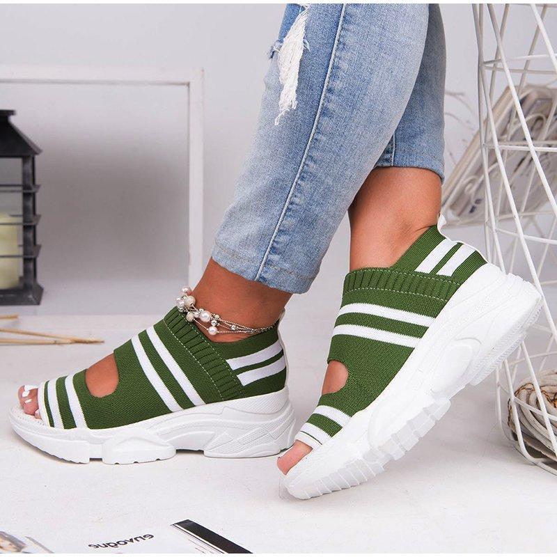 Sport Women's Comfortable Footwear Summer Platform Sandals Shoes Female Slip On Peep Toe Knitted Footwear Summer Sandals Women Shoes Female Slip On Elegant Sneakers Stevvex
