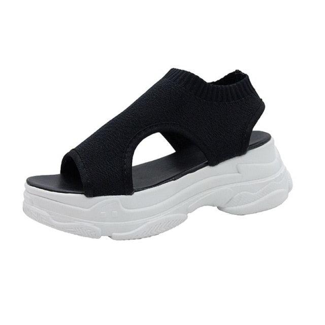 Sport Women's Comfortable Footwear Summer Platform Sandals Shoes Female Slip On Peep Toe Knitted Footwear Summer Sandals Women Shoes Female Slip On Elegant Sneakers Stevvex