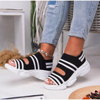 Sport Women's Comfortable Footwear Summer Platform Sandals Shoes Female Slip On Peep Toe Knitted Footwear Summer Sandals Women Shoes Female Slip On Elegant Sneakers Stevvex