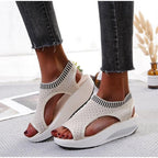 Sport Women's Comfortable Footwear Summer Platform Sandals Shoes Female Slip On Peep Toe Knitted Footwear Summer Sandals Women Shoes Female Slip On Elegant Sneakers Stevvex