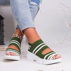 Sport Women's Comfortable Footwear Summer Platform Sandals Shoes Female Slip On Peep Toe Knitted Footwear Summer Sandals Women Shoes Female Slip On Elegant Sneakers Stevvex