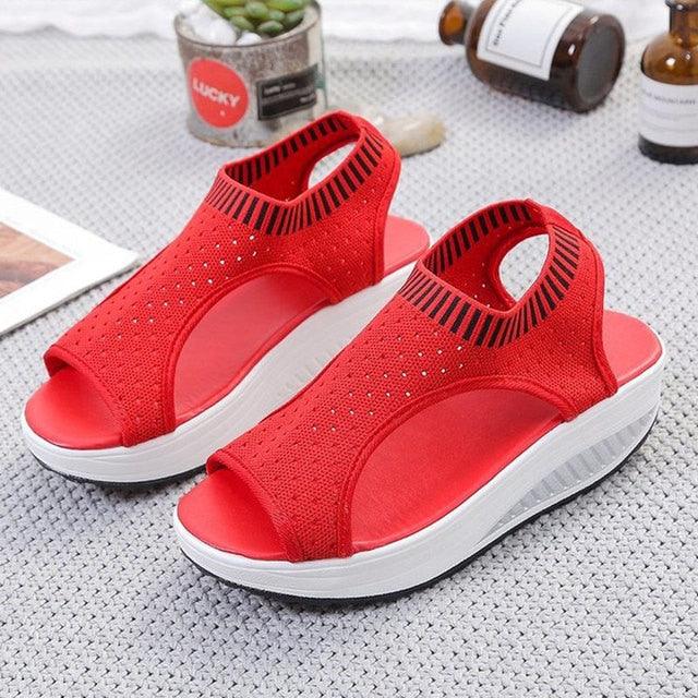 Sport Women's Comfortable Footwear Summer Platform Sandals Shoes Female Slip On Peep Toe Knitted Footwear Summer Sandals Women Shoes Female Slip On Elegant Sneakers Stevvex