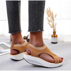 Sport Women's Comfortable Footwear Summer Platform Sandals Shoes Female Slip On Peep Toe Knitted Footwear Summer Sandals Women Shoes Female Slip On Elegant Sneakers Stevvex