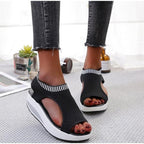 Sport Women's Comfortable Footwear Summer Platform Sandals Shoes Female Slip On Peep Toe Knitted Footwear Summer Sandals Women Shoes Female Slip On Elegant Sneakers Stevvex