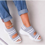 Sport Women's Comfortable Footwear Summer Platform Sandals Shoes Female Slip On Peep Toe Knitted Footwear Summer Sandals Women Shoes Female Slip On Elegant Sneakers Stevvex