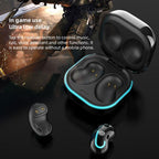 Sports Black Headphones Wireless Wearable Music Player Built-in Memory Sweatproof  WaterproofWireless Bluetooth Headphones 5.1 Gaming Headset In Ear HiFi Sports Noise Cancel Earphone For Smartphones LED Display For Sports Running Workout Stevvex