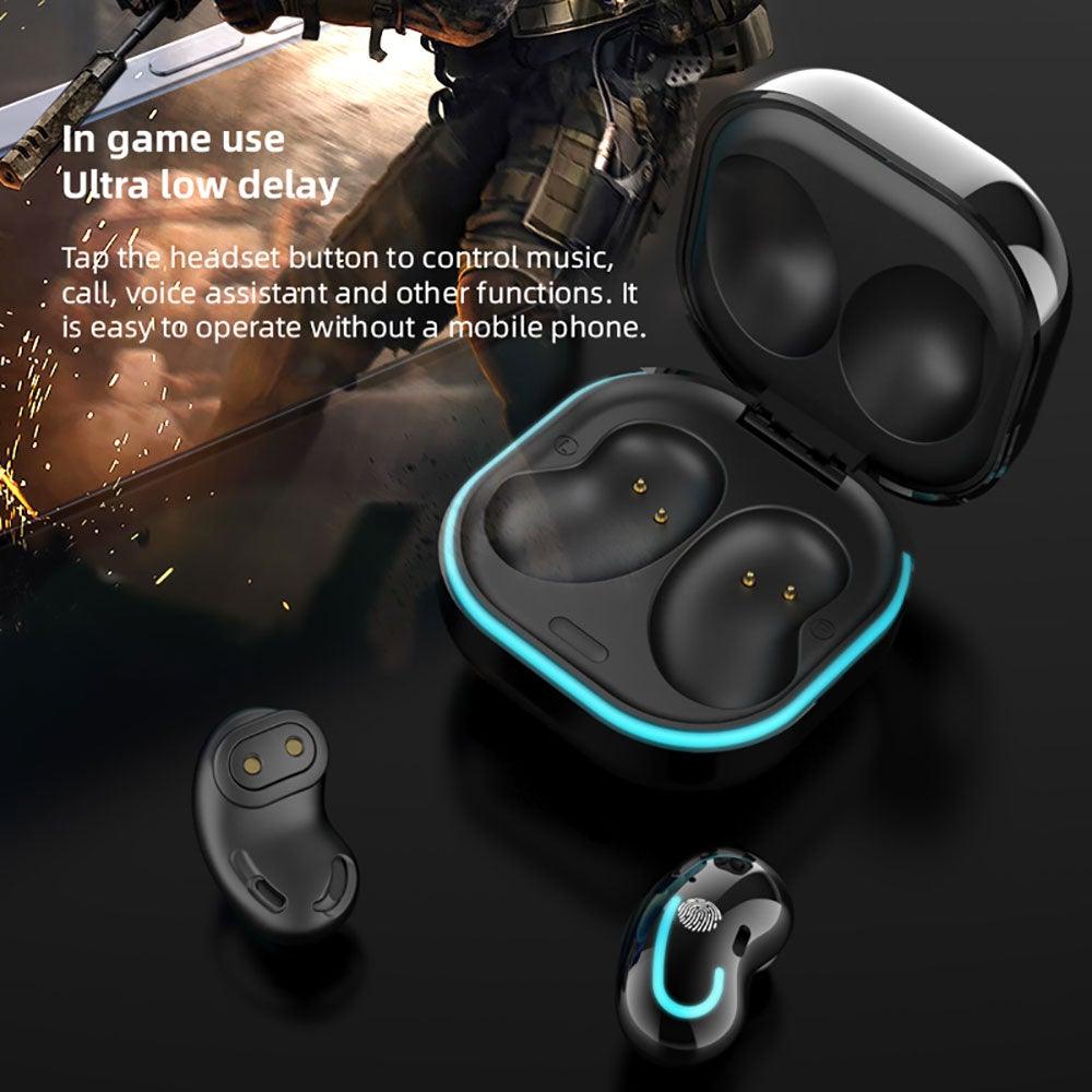 Sports Black Headphones Wireless Wearable Music Player Built-in Memory Sweatproof  WaterproofWireless Bluetooth Headphones 5.1 Gaming Headset In Ear HiFi Sports Noise Cancel Earphone For Smartphones LED Display For Sports Running Workout Stevvex
