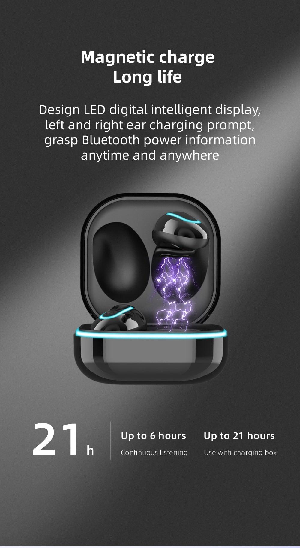 Sports Black Headphones Wireless Wearable Music Player Built-in Memory Sweatproof  WaterproofWireless Bluetooth Headphones 5.1 Gaming Headset In Ear HiFi Sports Noise Cancel Earphone For Smartphones LED Display For Sports Running Workout Stevvex