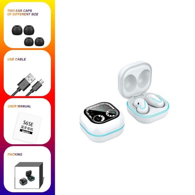 Sports Black Headphones Wireless Wearable Music Player Built-in Memory Sweatproof  WaterproofWireless Bluetooth Headphones 5.1 Gaming Headset In Ear HiFi Sports Noise Cancel Earphone For Smartphones LED Display For Sports Running Workout Stevvex