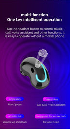 Sports Black Headphones Wireless Wearable Music Player Built-in Memory Sweatproof  WaterproofWireless Bluetooth Headphones 5.1 Gaming Headset In Ear HiFi Sports Noise Cancel Earphone For Smartphones LED Display For Sports Running Workout Stevvex