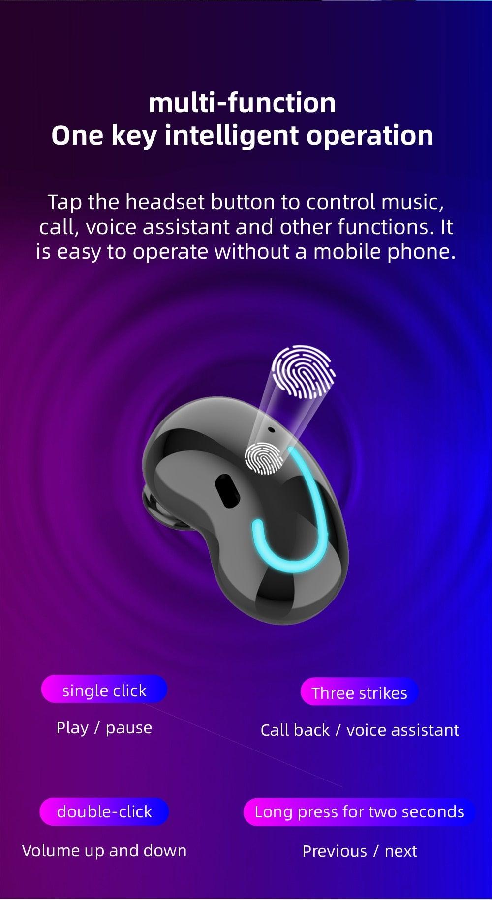 Sports Black Headphones Wireless Wearable Music Player Built-in Memory Sweatproof  WaterproofWireless Bluetooth Headphones 5.1 Gaming Headset In Ear HiFi Sports Noise Cancel Earphone For Smartphones LED Display For Sports Running Workout Stevvex