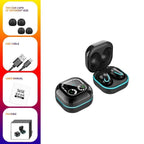 Sports Black Headphones Wireless Wearable Music Player Built-in Memory Sweatproof  WaterproofWireless Bluetooth Headphones 5.1 Gaming Headset In Ear HiFi Sports Noise Cancel Earphone For Smartphones LED Display For Sports Running Workout Stevvex