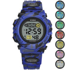 Sports Military Kids Digital Watches Student Childrens Watch Fashion Luminous Led Alarm Camouflage Green Waterproof Digital Sport Watches For Kids Birthday Presents Gifts Stevvex